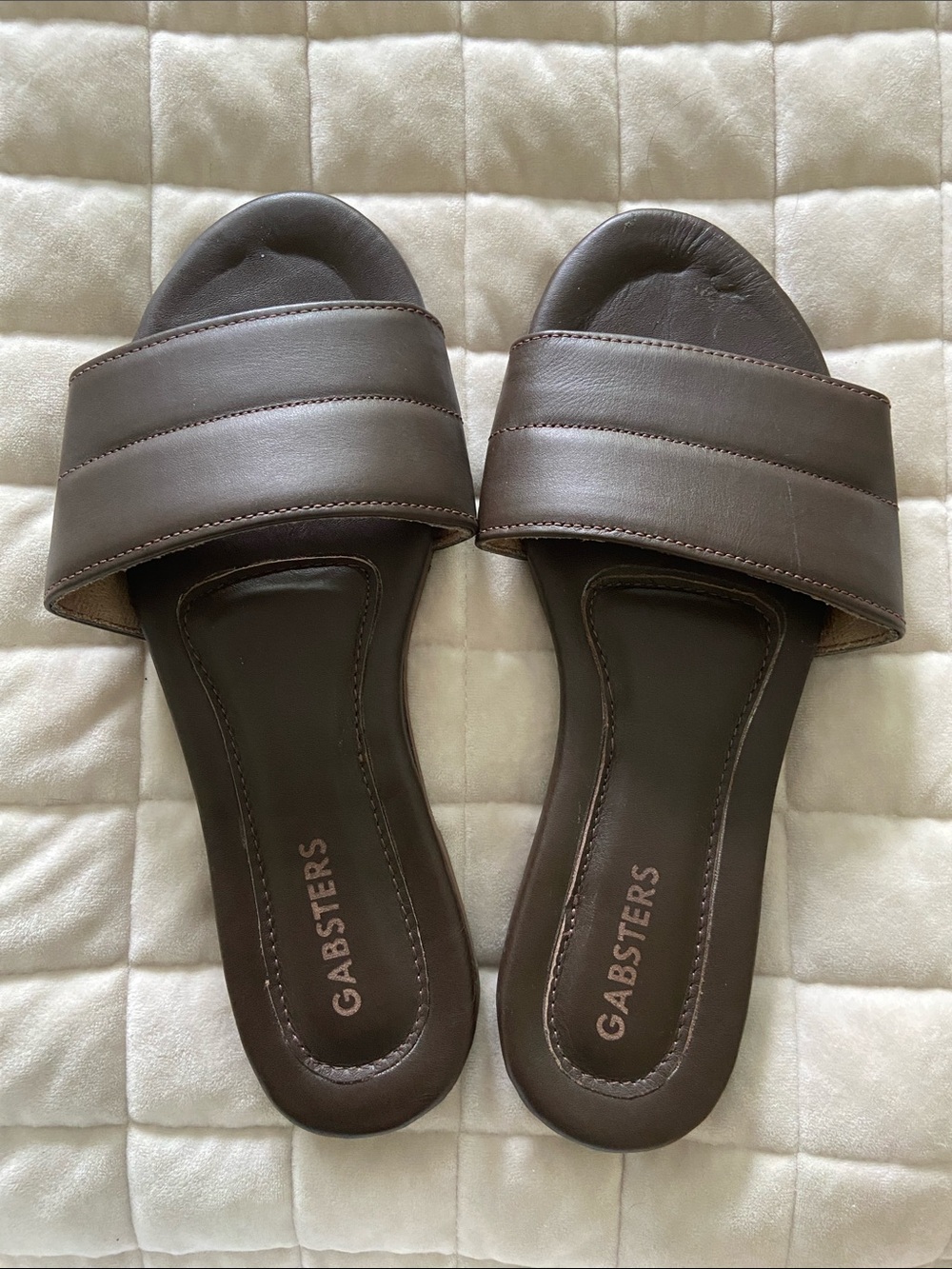 Women's Dark Brown, handmade, leather Padded Slide Sandals